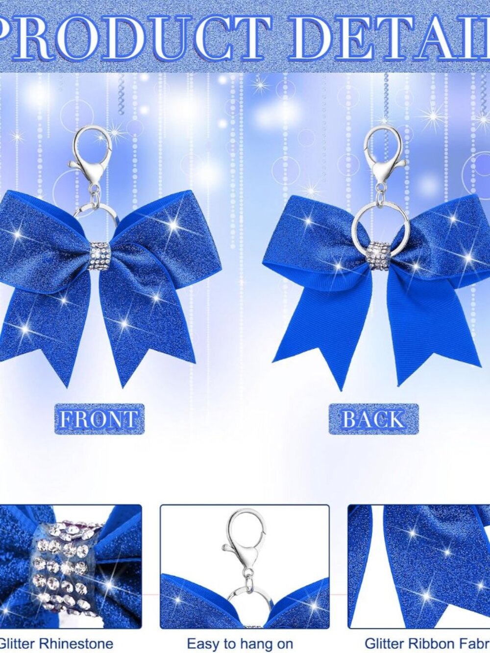 Cheer Bow Keychain Bulk Rhinestone - Picture 3 of 6